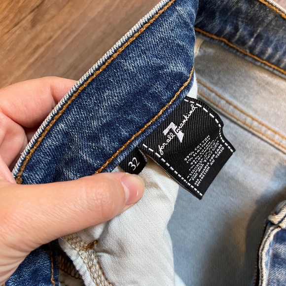 7 For All Mankind Criss Cross Waist Denim Ankle Tapered Jeans Size 32 - Picture 7 of 12